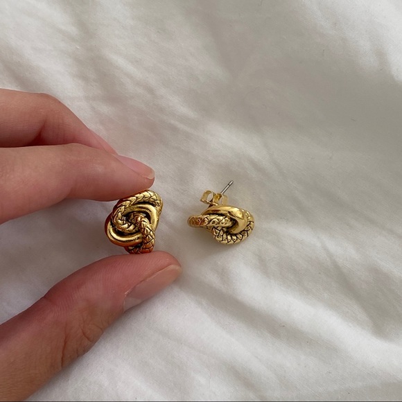 Etienne Aigner Jewelry - Etienne Aigner Woven Gold Button Earrings